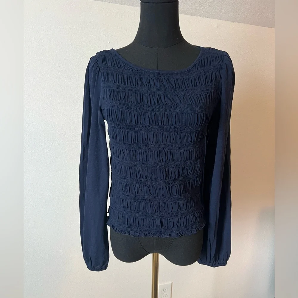 Madewell NWT Smocked Boatneck Top Navy‎ Small